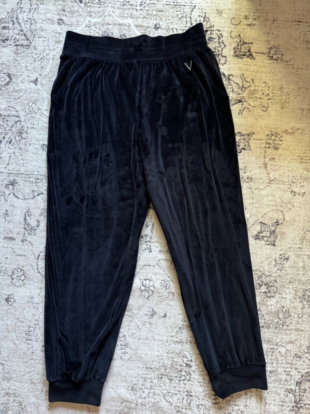 Black Victorias Secret Jogger Pants with V Logo